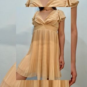 Chiffon Pleated Dress - S / Cream
